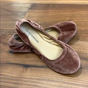 Lucky Brand Emmie Embossed Velvet Ballet Slippers